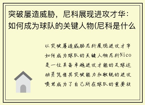 突破屡造威胁，尼科展现进攻才华：如何成为球队的关键人物(尼科是什么意思)