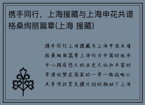 携手同行，上海援藏与上海申花共谱格桑绚丽篇章(上海 援藏)