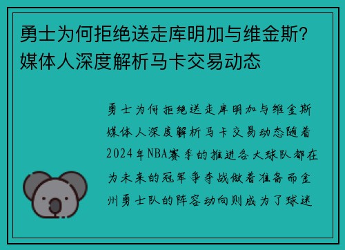 勇士为何拒绝送走库明加与维金斯？媒体人深度解析马卡交易动态